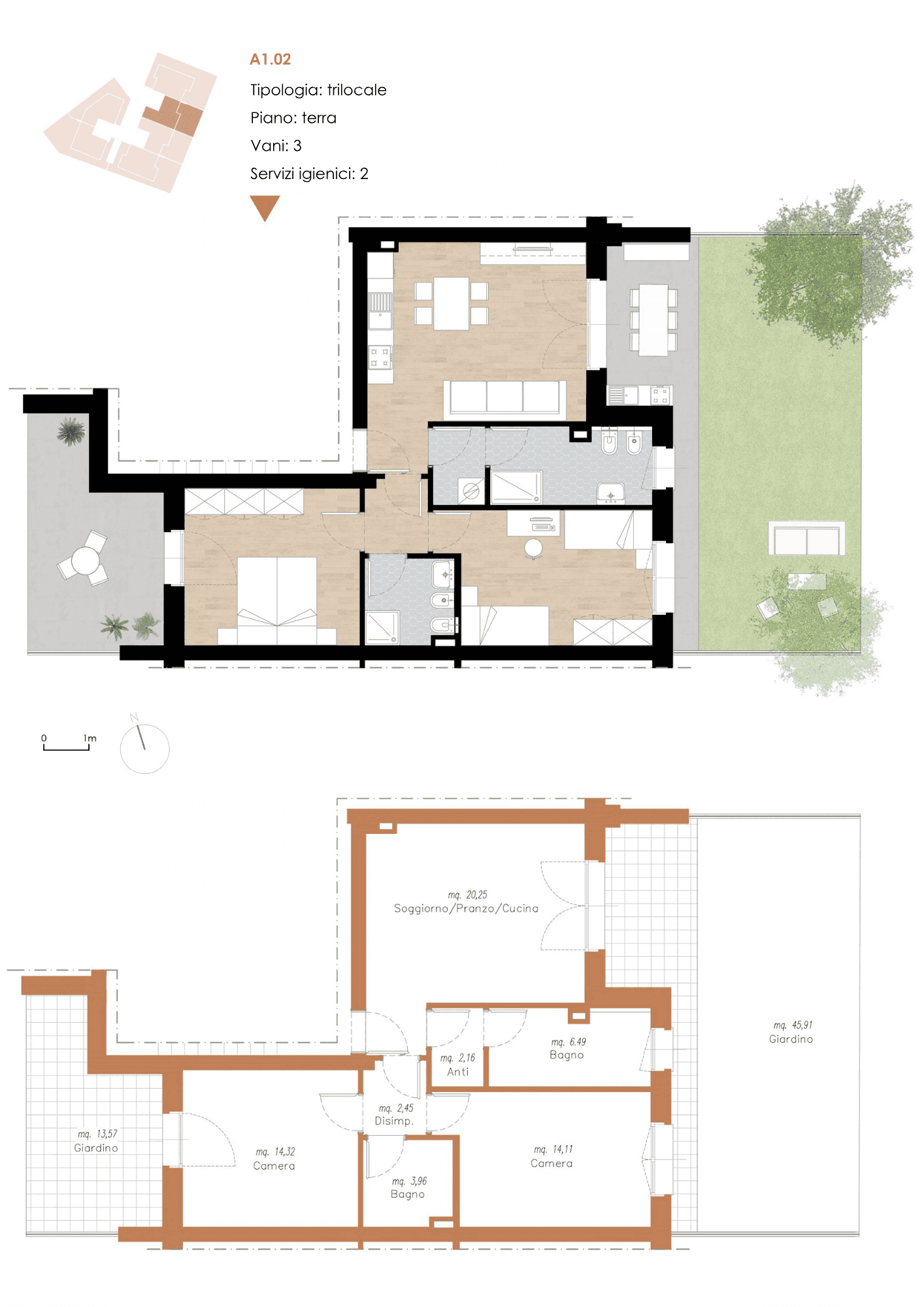 Planimetria Trilocale